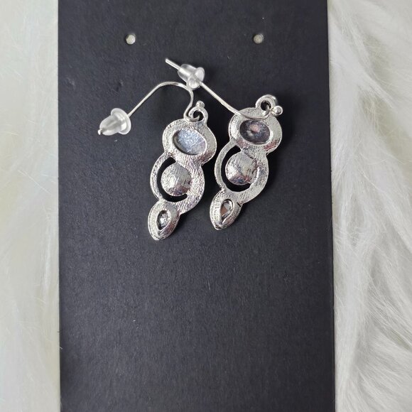 🏆185 Garnet Silver Spiral Dangle Earrings - Picture 3 of 5